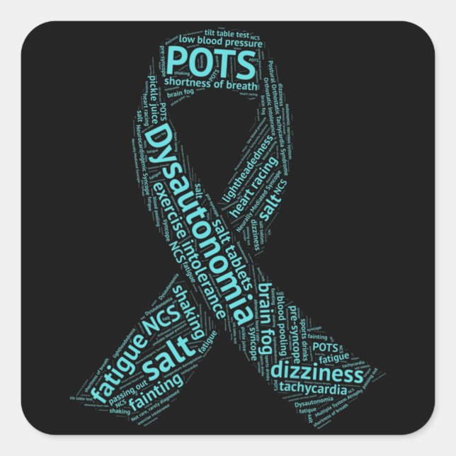 Dysautonomia Awareness T-shirt - Turquoise Ribbon  Square Sticker (Front)