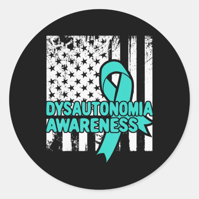 Dysautonomia T Shirt - Autonomic Dysfunction Aware Classic Round Sticker (Front)