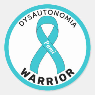 Dysautonomia Warrior Ribbon White Round Sticker