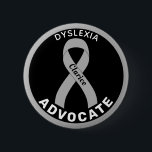 Dyslexia Advocate Ribbon Black Button<br><div class="desc">Dyslexia Advocate Ribbon Black Button for awareness and support for people with dyslexia.</div>