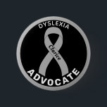 Dyslexia Advocate Ribbon Black Button<br><div class="desc">Dyslexia Advocate Ribbon Black Button for awareness and support for people with dyslexia.</div>