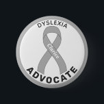 Dyslexia Advocate Ribbon White Button<br><div class="desc">Dyslexia Advocate Ribbon White Button for awareness and support for people with dyslexia.</div>