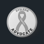 Dyslexia Advocate Ribbon White Button<br><div class="desc">Dyslexia Advocate Ribbon White Button for awareness and support for people with dyslexia.</div>
