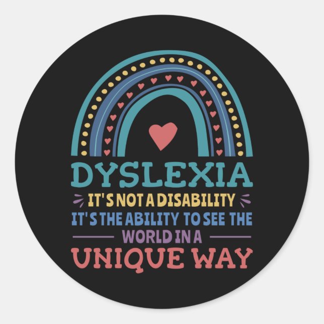 Dyslexia Awareness Dyslexic Classic Round Sticker (Front)