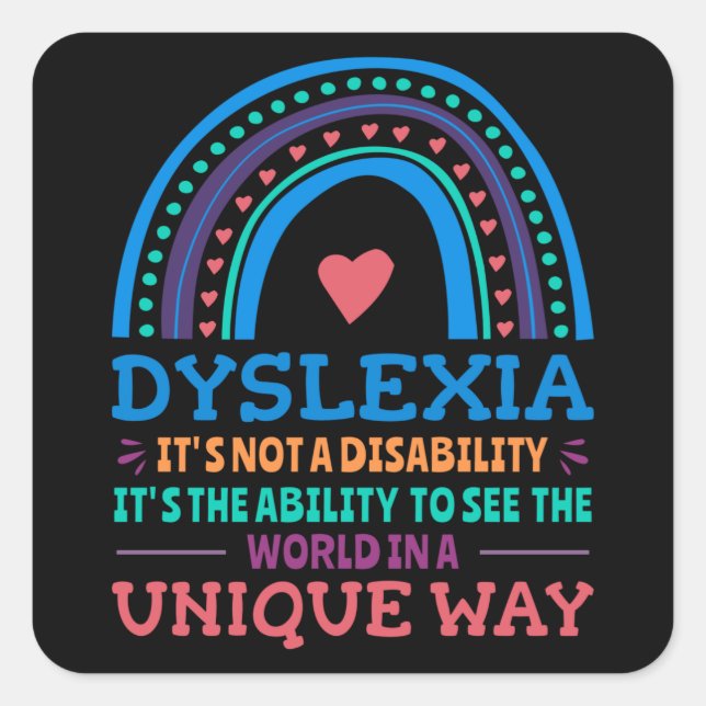 Dyslexia Awareness Dyslexic Square Sticker (Front)