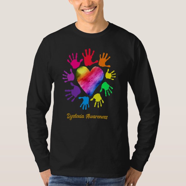 Dyslexia Awareness Hands Dyslexia T-Shirt (Front)