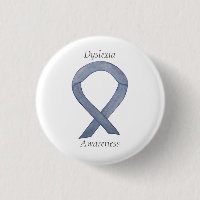 Dyslexia Silver Awareness Ribbon Custom Pin