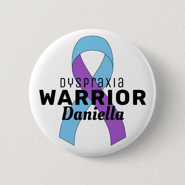 Dyspraxia Ribbon White Button (Front)