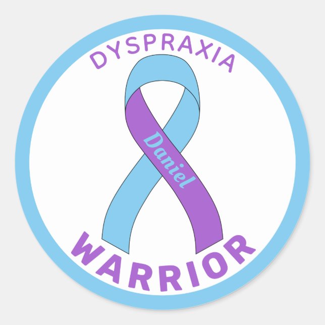 Dyspraxia Warrior Ribbon White Round Sticker (Front)