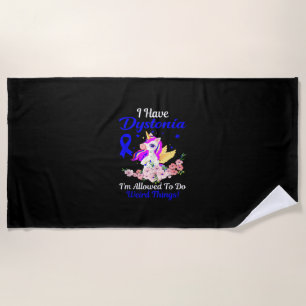 Dystonia Awareness Funny Unicorn Friend Family Sup Beach Towel