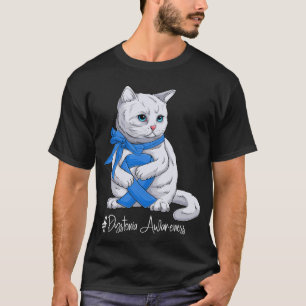 Dystonia Awareness Month Blue Ribbon Cat T-Shirt