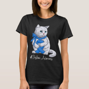 Dystonia Awareness Month Blue Ribbon Cat T-Shirt