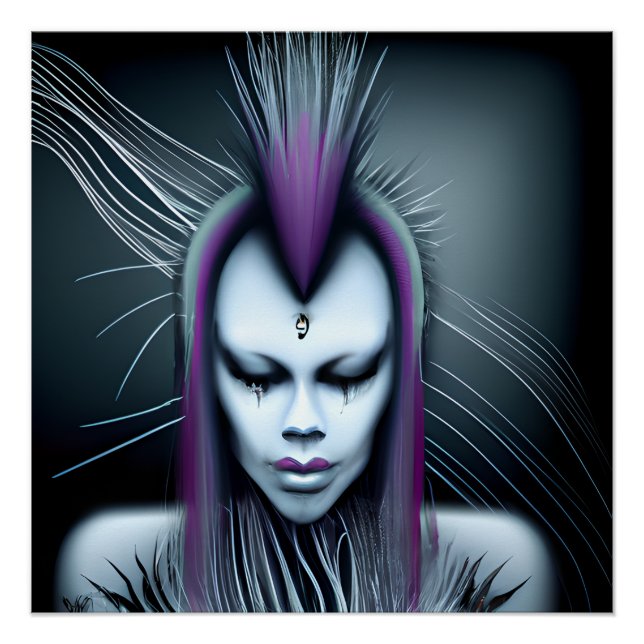 Dystopian Alien Human Hybrid Etheral Ai Art Poster (Front)