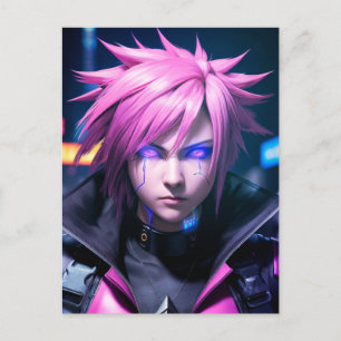 Dystopian Cyberpunk Sci-Fi Future Street Punk 01 Postcard