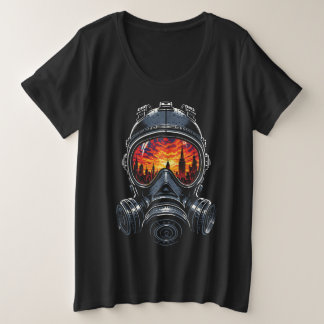 Dystopian Mask Urban Sunset Reflection Plus Size T-Shirt