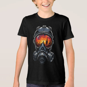 Dystopian Mask Urban Sunset Reflection Tri-Blend Shirt