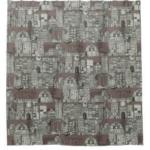 dystopian toile drab shower curtain