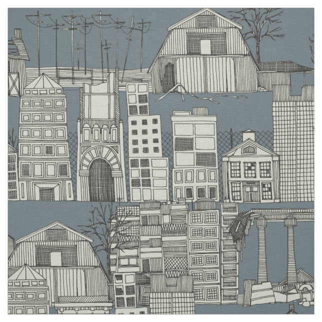 dystopian toile slate fabric (Swatch)
