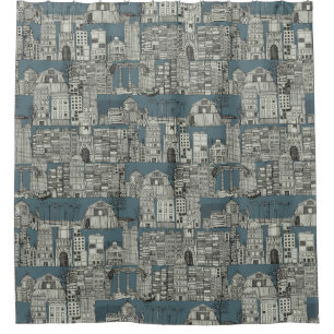 dystopian toile slate shower curtain