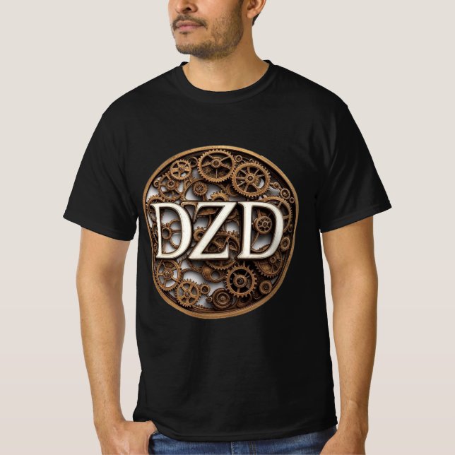 DZD Logo Steampunk Theme Black T-Shirt (Front)
