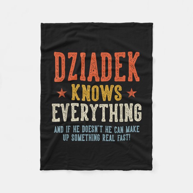 Dziadek knows everything father's day retro fleece blanket (Front)
