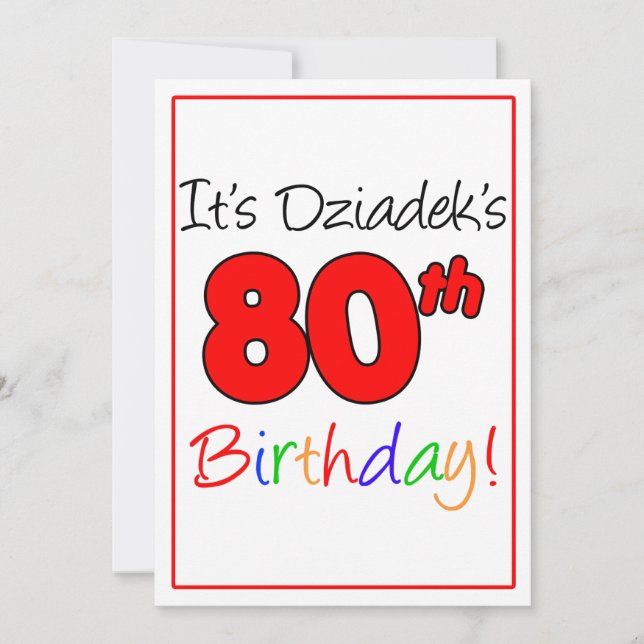 Dziade's 80th Milestone Birthday Party Celebration Invitation (Front)