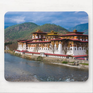 Dzong Building By River Mouse Pad