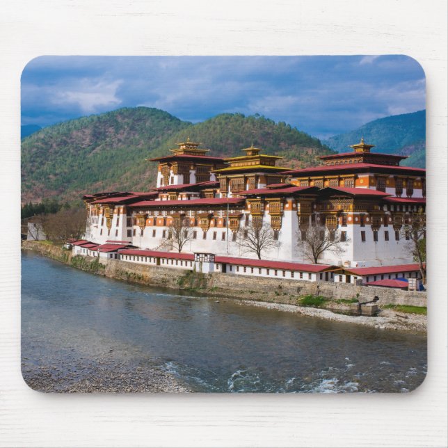 Dzong Building By River Mouse Pad (Front)
