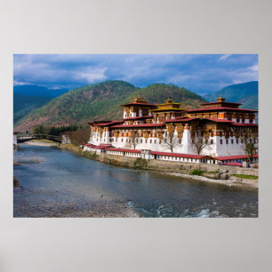 Dzong Building By River Poster