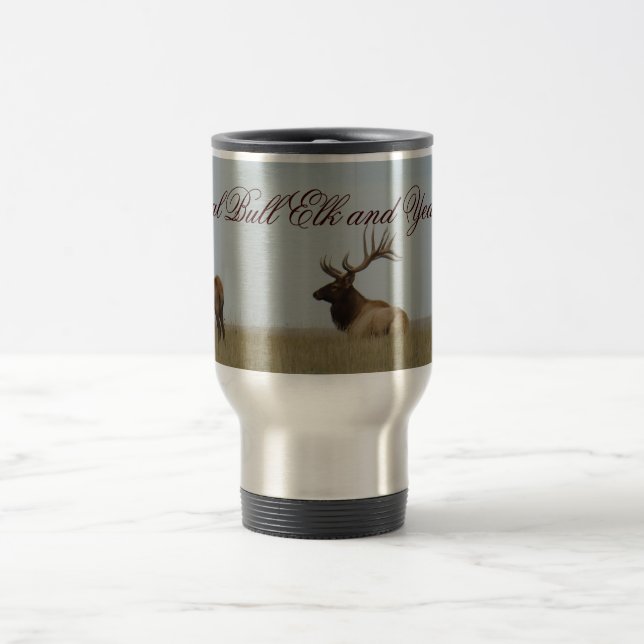 E15 Bull Elk and Yearlings Travel Mug (Center)