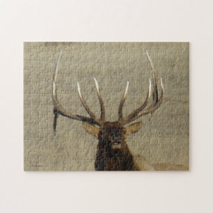 E29 Bull Elk Head Shot Jigsaw Puzzle