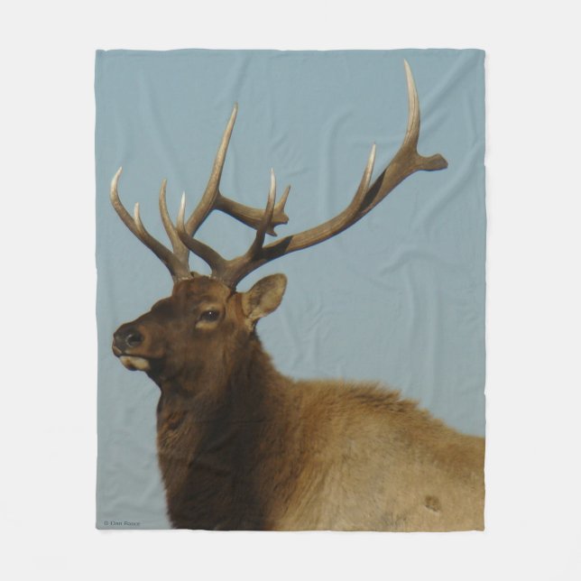 E42 Bull Elk Head and Shoulders Fleece Blanket (Front)
