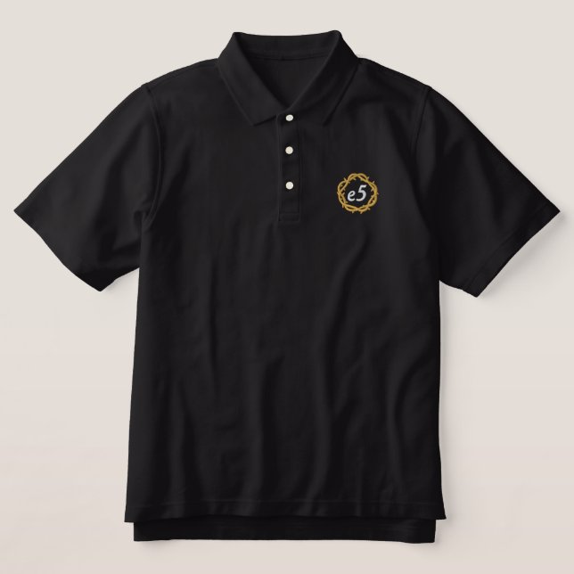 e5 Man Black Polo Shirt (Design Front)