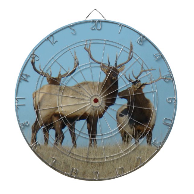 E60 Bull Elk sky Lined Dartboard (Front)