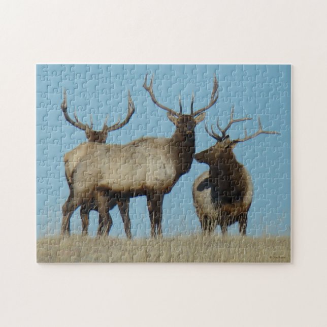 E60 Bull Elk Sky Lined Jigsaw Puzzle (Horizontal)
