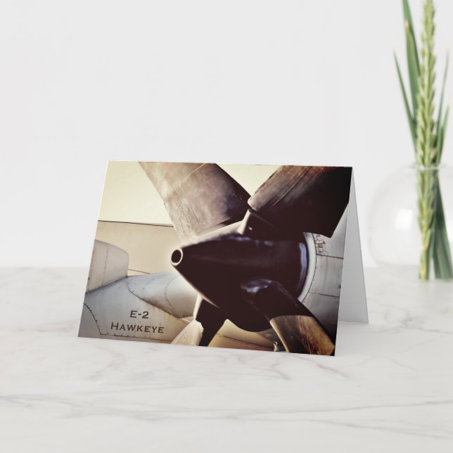 E-2 Hawkeye Propeller Military Aeroplane Birthday Card (Front)