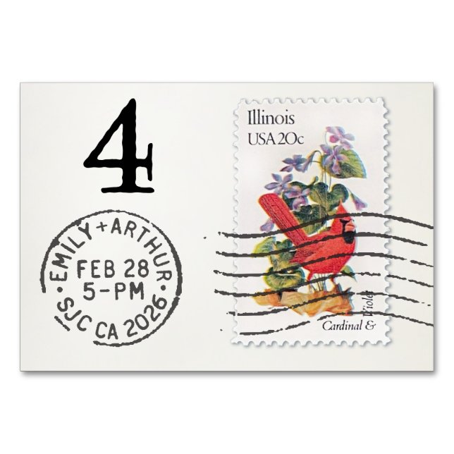 E&A Wedding Reception Table Card 4 Il Cardinal (Back)