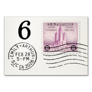 E&A Wedding Reception Table Card 6 Chicago