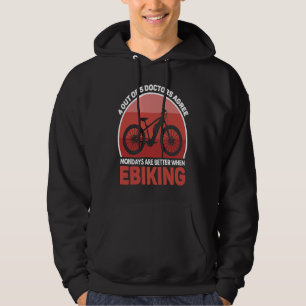 E Bike  Joke E Biking on Monday E Biker Hoodie