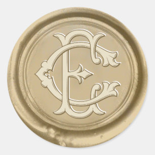 E & C Initial Faux Gold Wax Envelope Seal Wedding