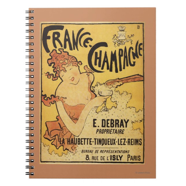 E. Debray Champagne Advertisement Poster Spiral Notebook (Front)