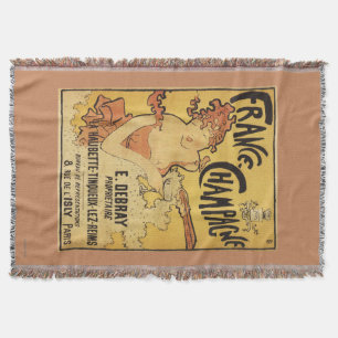 E. Debray Champagne Advertisement Poster Throw Blanket