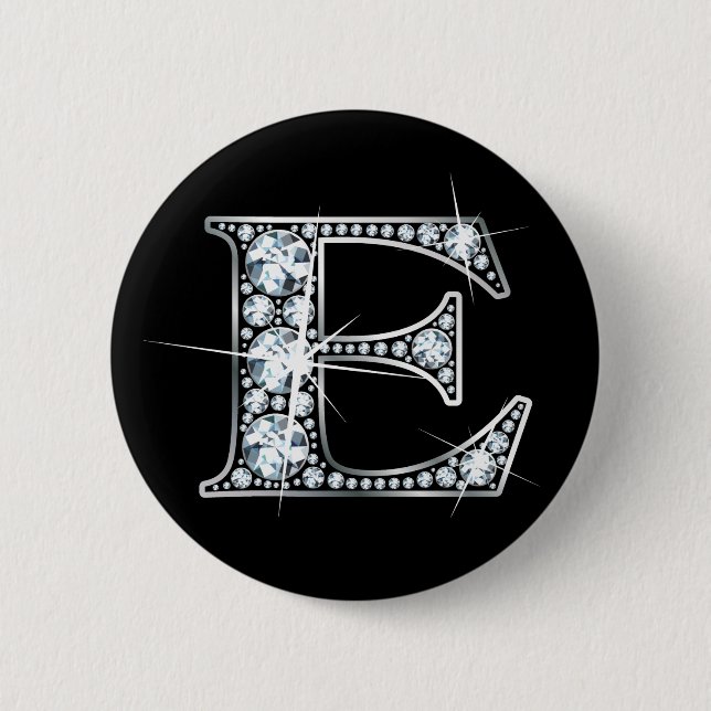 "E" Diamond Bling Button (Front)