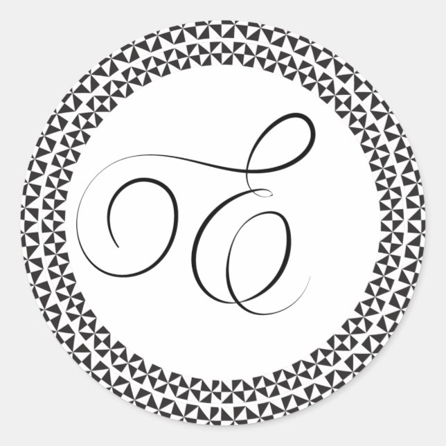 E Elegant Monogram Classic Round Sticker (Front)