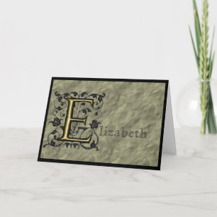E - Embossed Vintage Monogram Note Card
