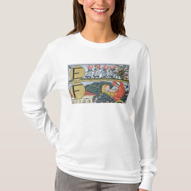 E-F,from an Alphabet based on Nursery Rhymes T-Shirt (Front)