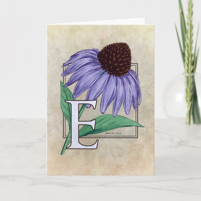 E for Echinacea Flower Monogram Cards (Front)