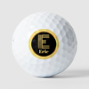 E Gold Monogrammed Letter Personalised Golf Balls