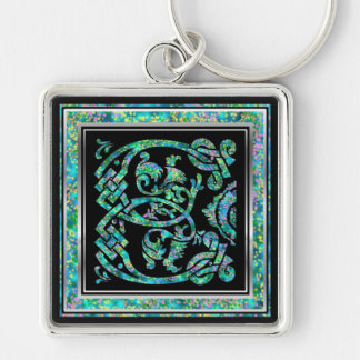 E Initial "Masselle Blue" Key Chain