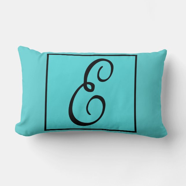E INITIAL PILLOW - Letter E on Aqua Background (Front)
